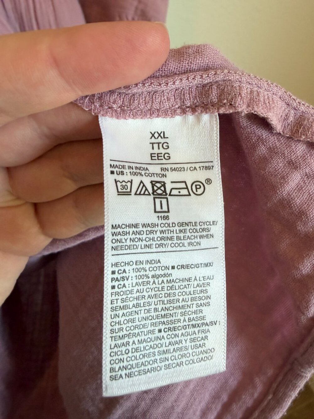 Old Navy Rose Dawn Pink Cotton Gauze Demi Swing Dress XXL V-Neck Ruffle Pockets - Picture 6 of 8